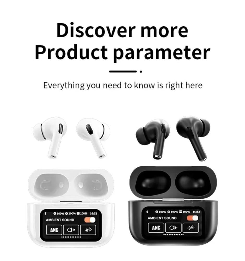 ANC/ENC Wireless Earbuds with Noise Cancellation & LED Display Charging Case – Premium Sound & Comfort