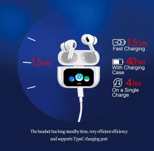 ANC/ENC Wireless Earbuds with Noise Cancellation & LED Display Charging Case – Premium Sound & Comfort